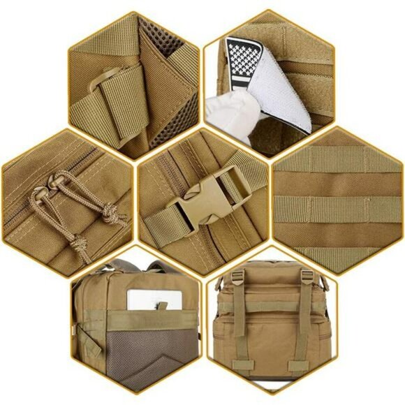 QTQY 45L Tactical Backpack Molle Military Hiking Bug Out Bag Waterproof - Picture 6 of 7
